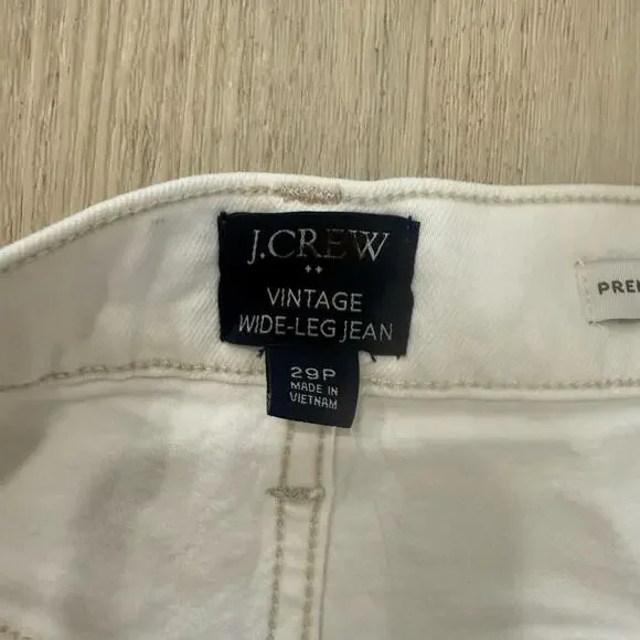 NWT J.Crew Factory Premium Edition Vintage Wide Leg Jean in White 29P Petite - Picture 6 of 7
